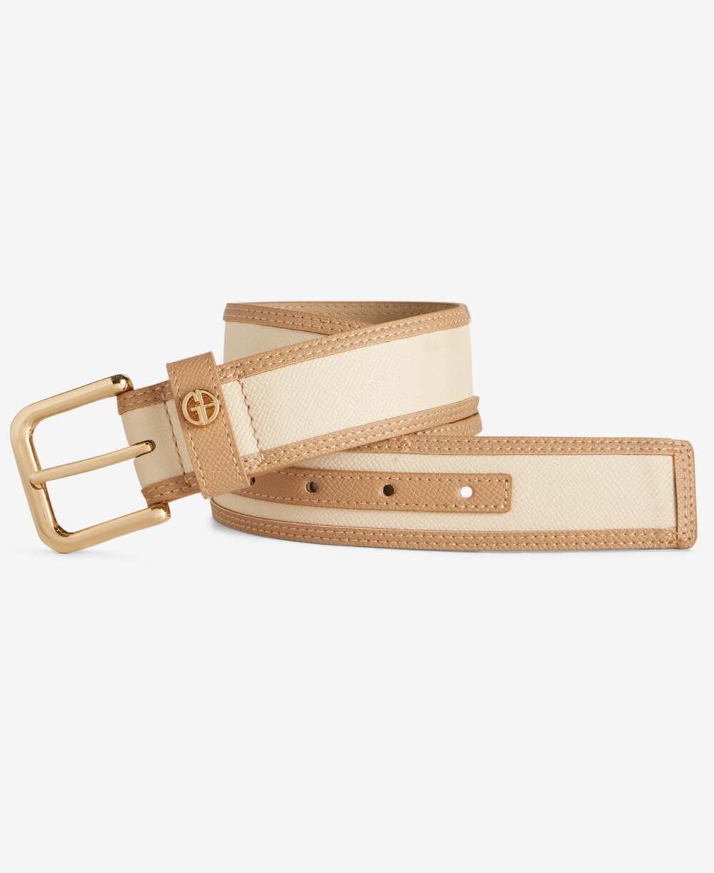 Giani Bernini Edge-Stitch-Trim Pant Belt Vanilla Medium